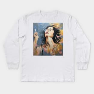 Smoking Woman Kids Long Sleeve T-Shirt